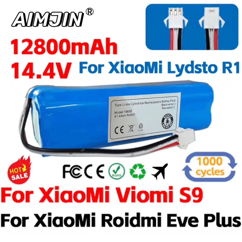 

for Xiaomi Lydsto R1 rechargeable lithium-ion , robot vacuum cleaner,viomi s9,battery pack, genuine 12800mAh