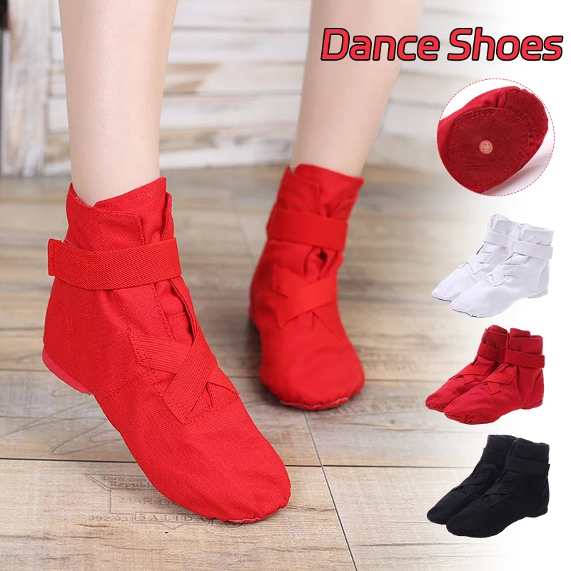 

Women Ballet Dance Shoes Women High Top Canvas Jazz Boots Soft-soled Shoes Girls Ballroom Trainers Jazz Performance Sneakers