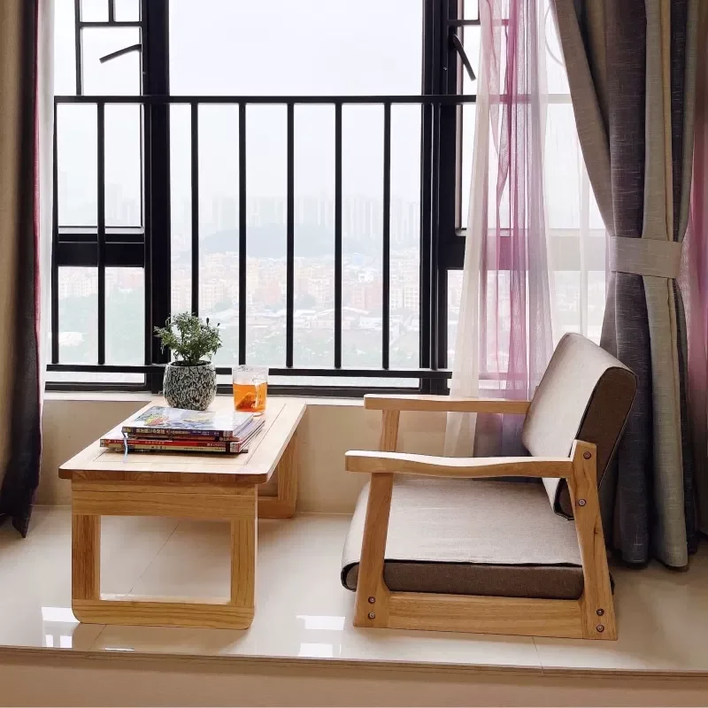 

Съемное татами-кресло с вырезами под сиденье, из массива дерева, японское напольное кресло без ножек, для эркера и спины кровати, кресло-лежак