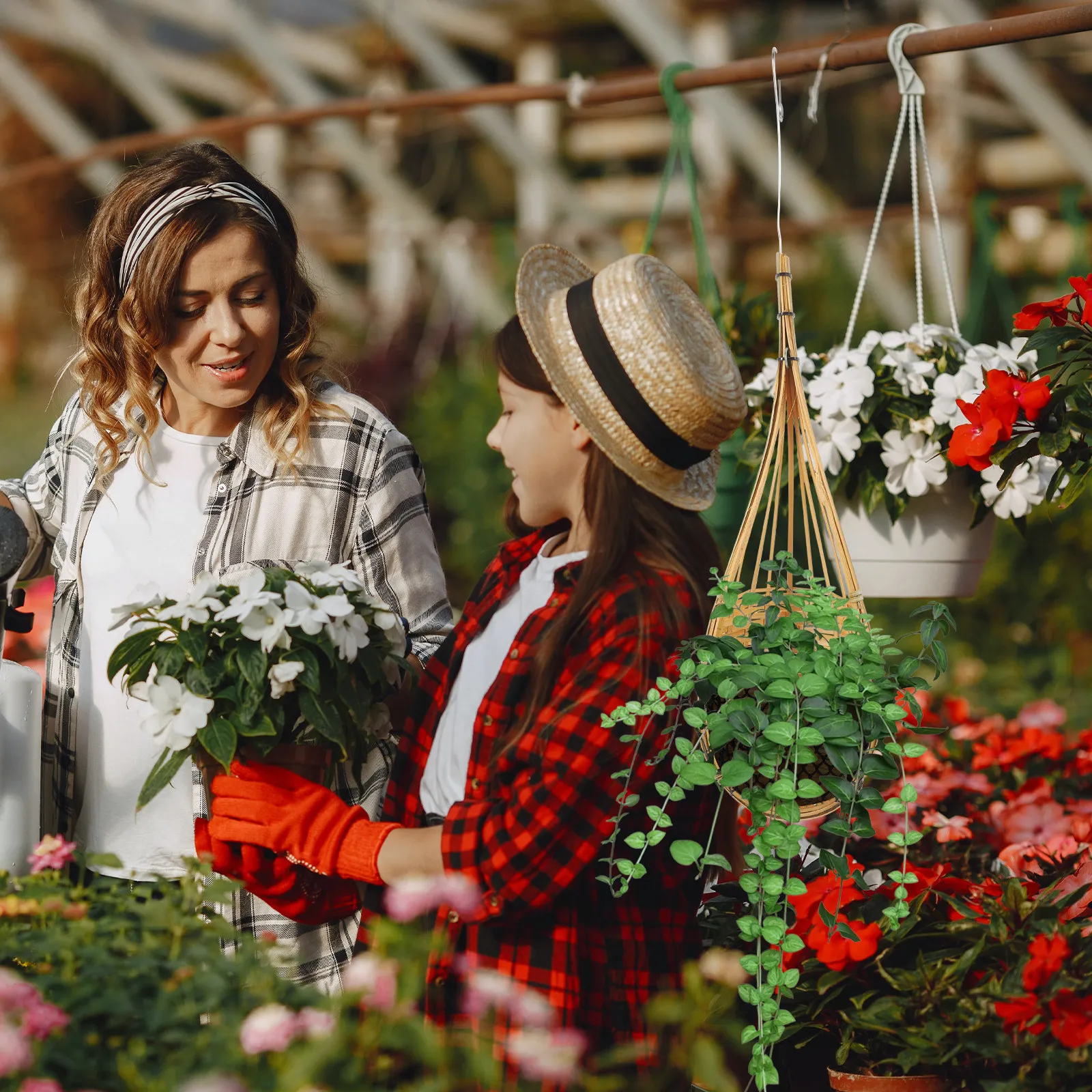 Panier d'orchidées suspendu en bambou tissé à la main, 2 pièces, porte-plante de Style nid, Pot de fleur suspendu d'intérieur et d'extérieur