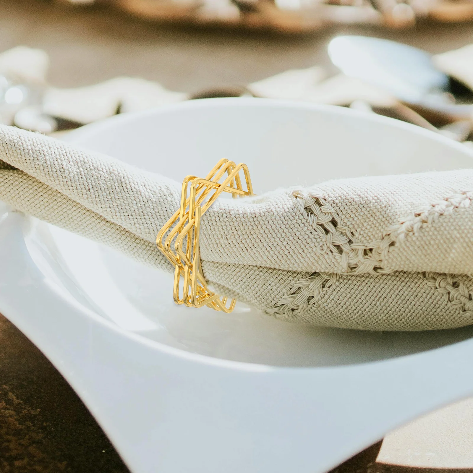 

6pcs Napkin Rings Alloy Star Design Dinner Party Decorations For Restaurant Home Elegant Tableware Accessories