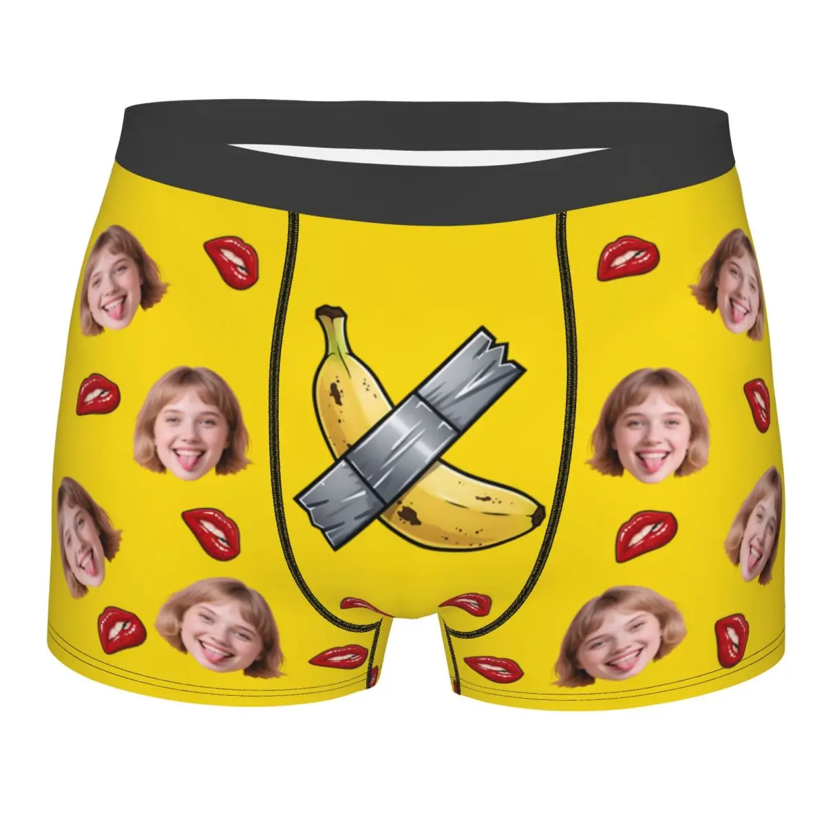 

Funny Banana Valentine'S Day Underwear Men Personalized Face Photo Custom Boxer Briefs Shorts Panties Breathable Underpants