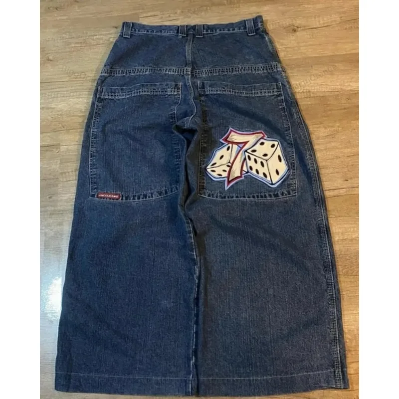 Amerikaanse Vintage Y 2K Jeans Grote Zakken Oversized Broek Streetwear Hiphop Letter Pattern Losse Jeans Heren Damesbroek