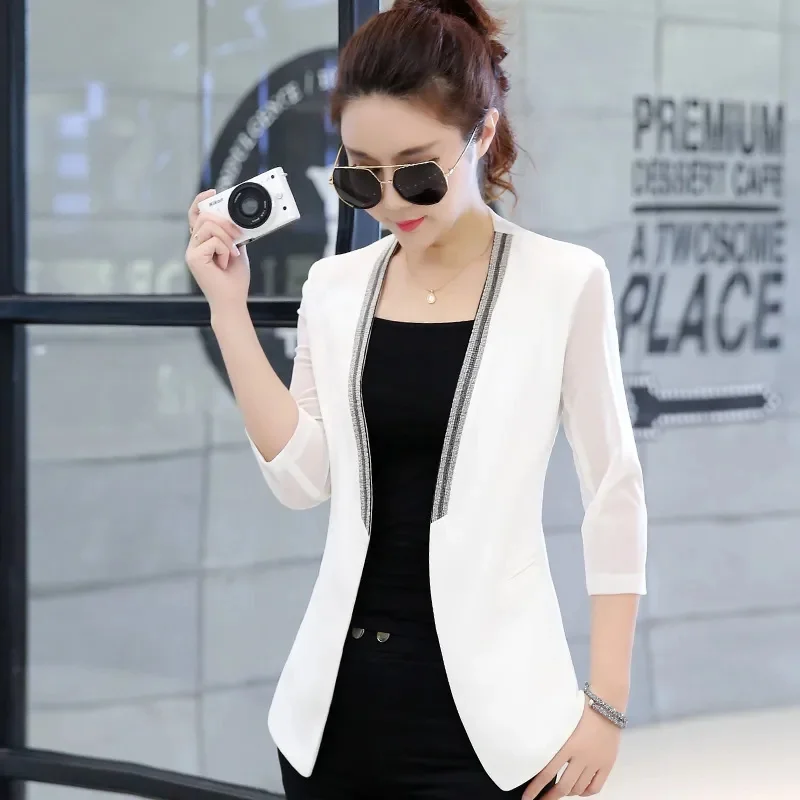 

Summer Ladies Jacket New Cardigan Short Cropped Sleeve Small Suit Women's Thin Gauze Shawl Small Shirt Small Coat Women's Tide