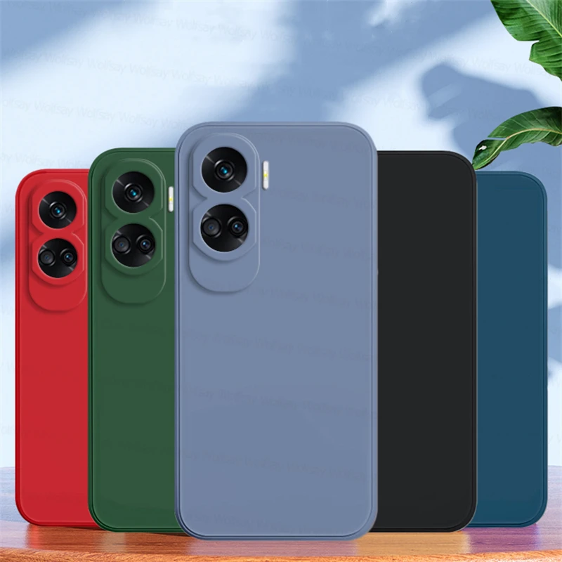 Dla Honor 90 Lite Etui Honor 90 Lite 90 Pro Obudowa odporna na wstrząsy Płynny silikon Miękki TPU Pokrowiec na telefon Czarny Honor 90 Lite