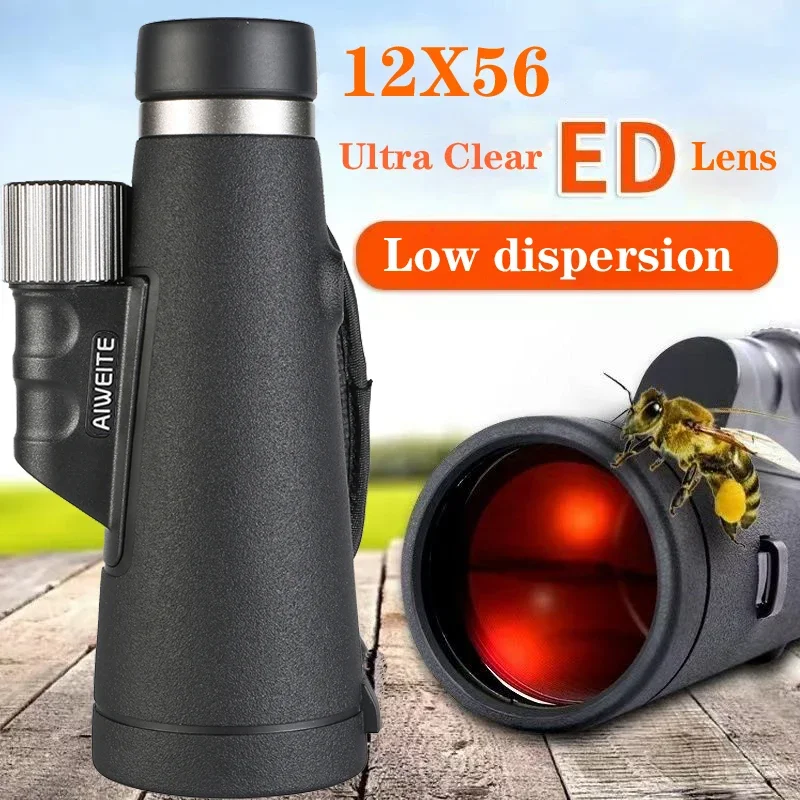 

Aiweite 12x56 PRO ED Lens Telescope Large Eyepiece High-definition Monocular Ultra Full Coated BAK4 Prism Waterproof Telescope