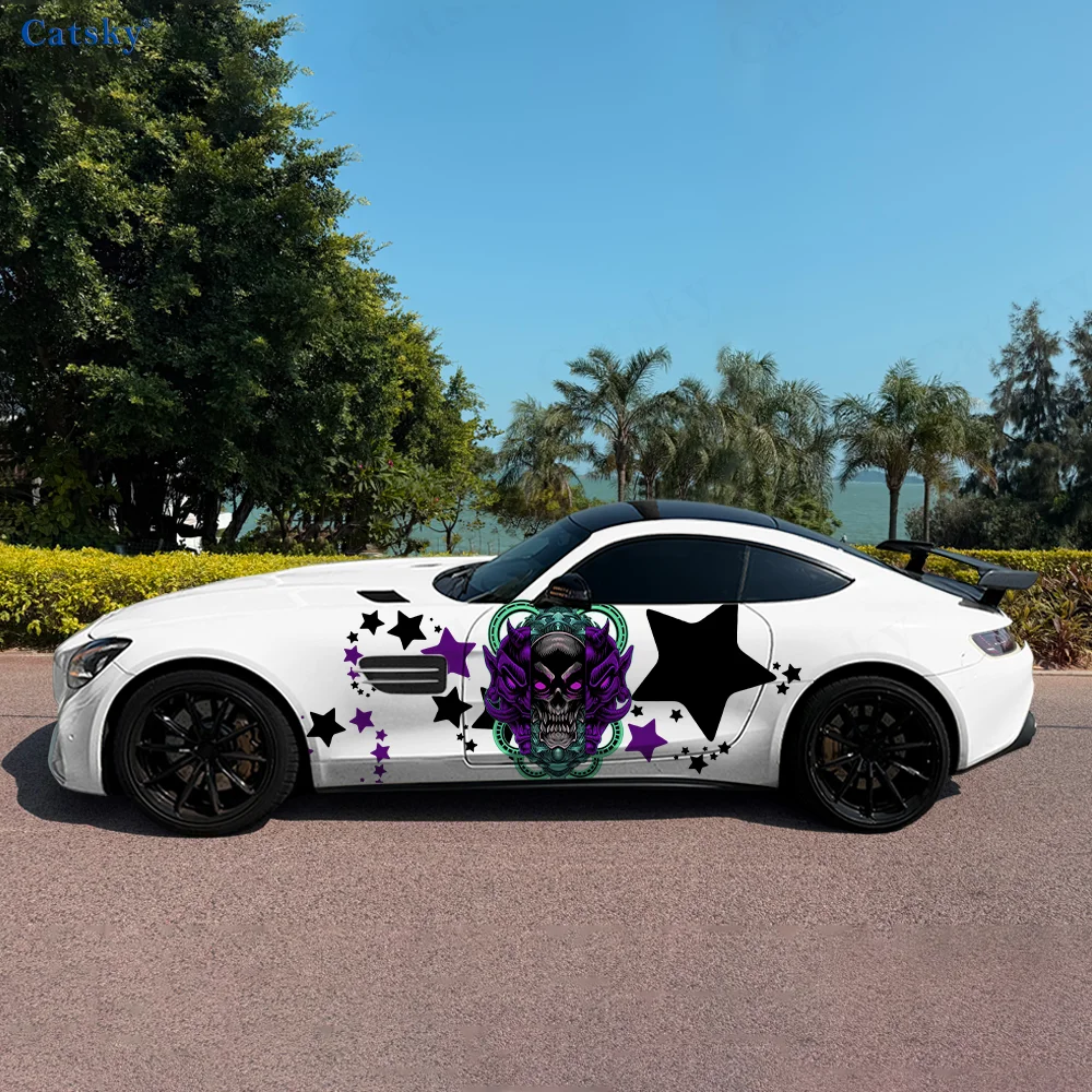 

Skeleton Mask and Stars Car Vinyl Wraps Decal Self-adhesive PVC Sticker Suitable for Trucks SUV Decoration Auto Accessories Gift