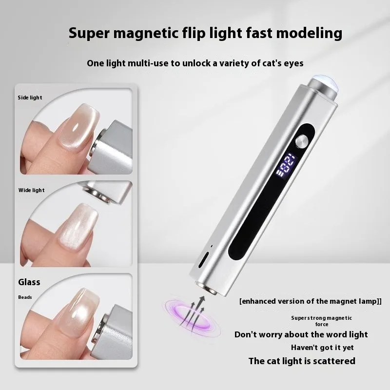 3in1 UV LEDメタルネイルランプ ミニハンドヘルドUVランプ マニキュア用 ポータブルネイルドライヤー スタンドランプ ネイルキャッツアイマグネットヘッド付き
