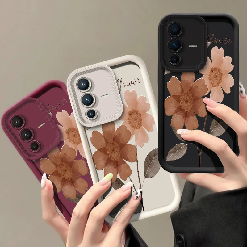 Чехол для телефона с желтыми цветами и принтом для Vivo V23E V23 V20 V21 V19 V17 V15 V11I V11 V9 V5 V5S Lite Pro, силиконовый противоударный мягкий чехол