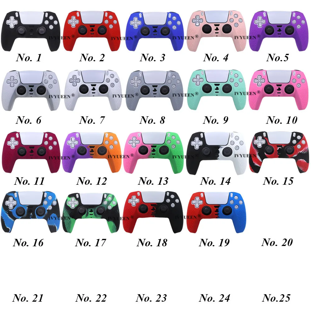 IVYUEEN 10 PCS Anti-slip Silicone Case Protective Skin for PlayStation 5 PS5 Dualsense Controller Gamepad Cover Accessories