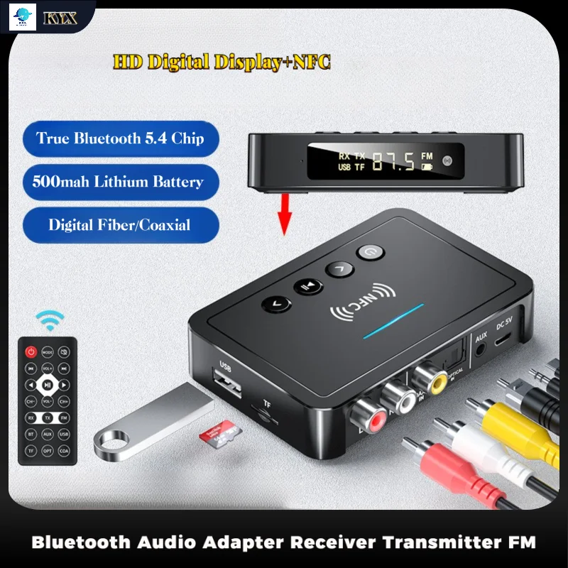 

Bluetooth Receiver Transmitter Wireless Adaper AUX 3.5MM Optical Coaxial TF/U-Disk USB FM LED Digital Display With NFC