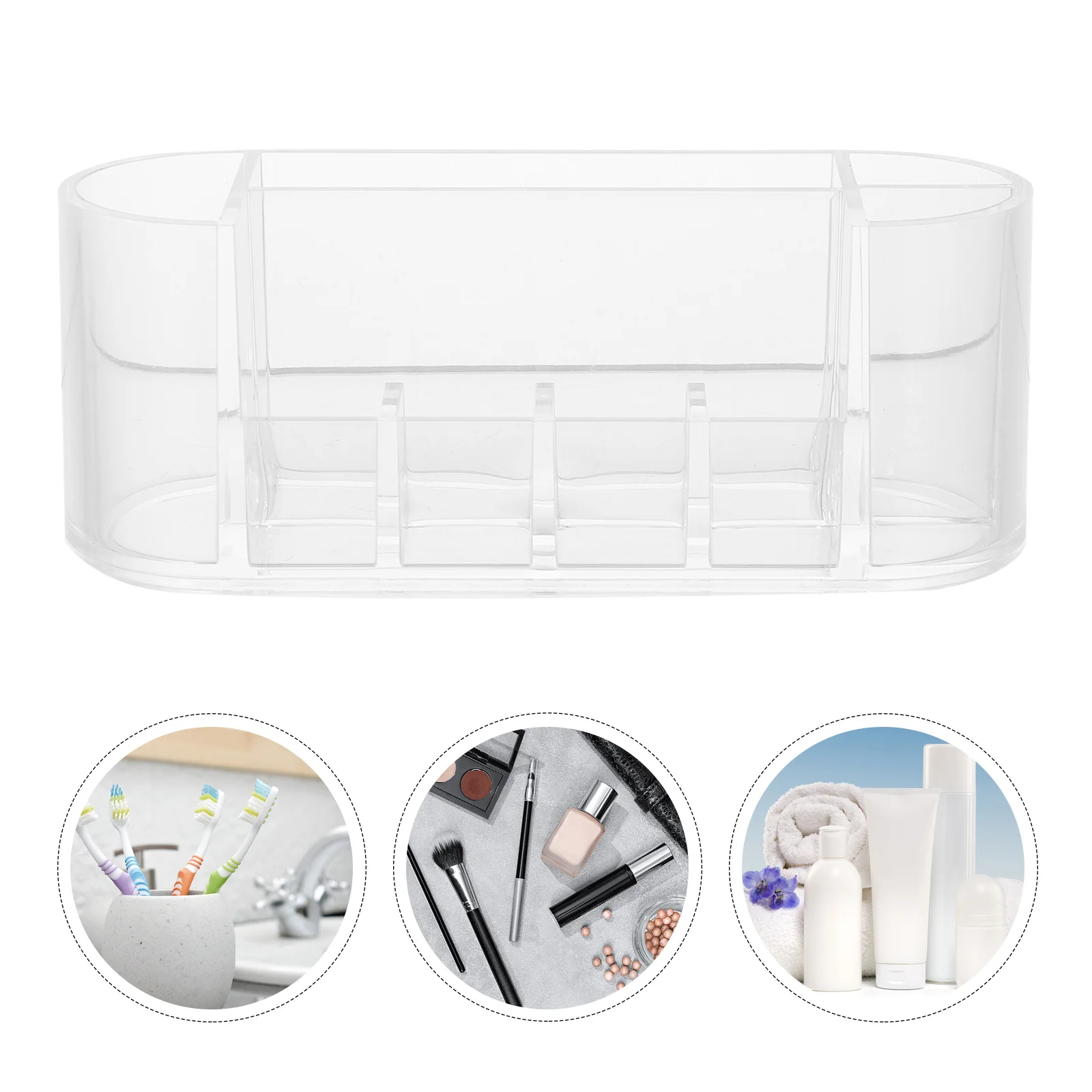 1Pcs Organizer Box Clear Makeup Tools Organizer with Multiple Grids Desktop Storage Container for Makeup Accessories