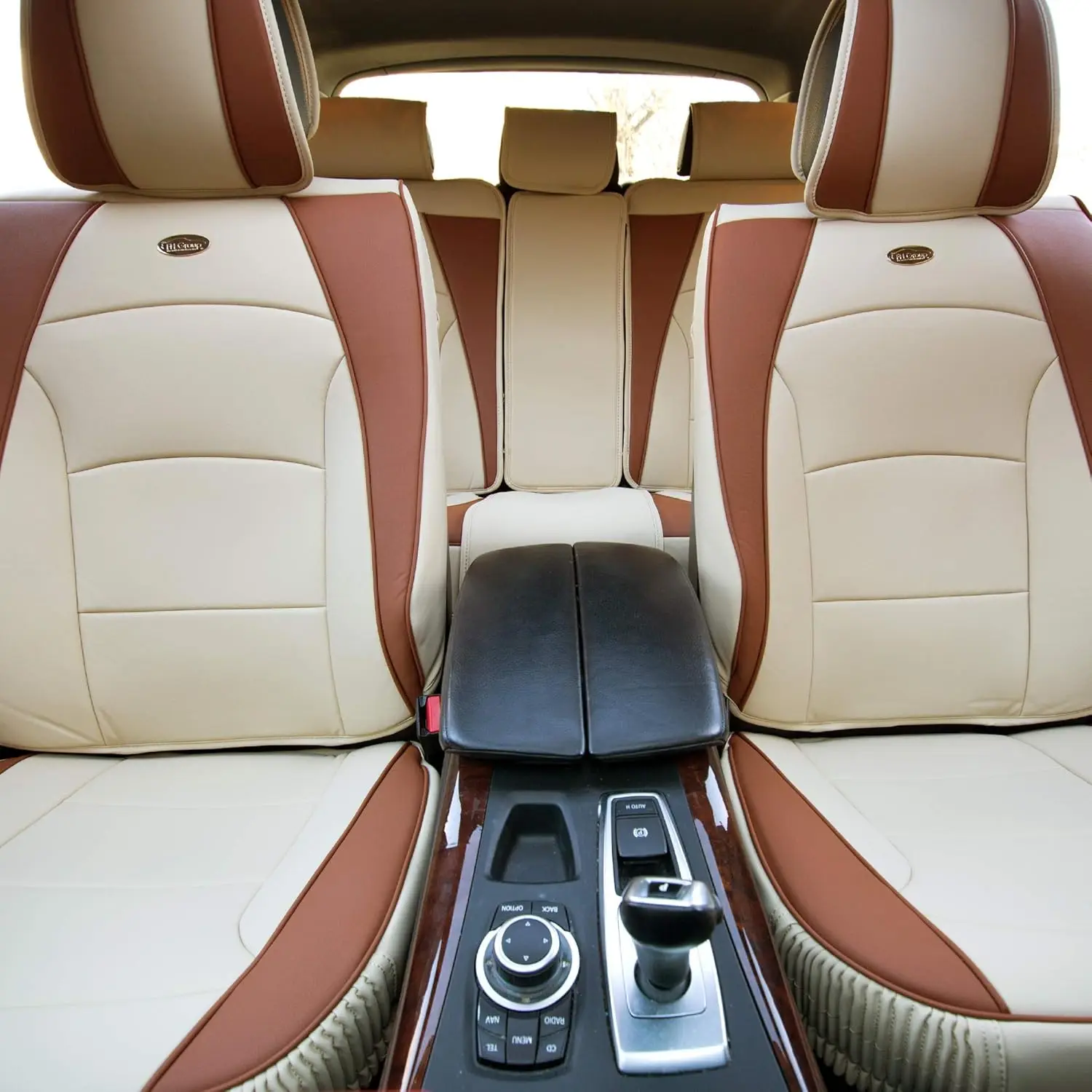 

Ultra Comfort Highest Grade Faux Leather Full Set Cushion Pads Car Seat Covers for Front and Rear– Universal Fit for Cars