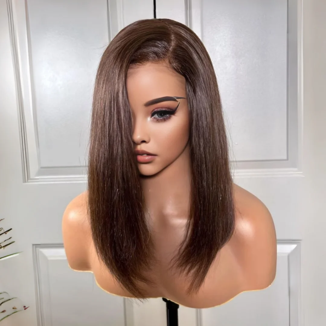 

Brown Glueless Soft Straight 5x5 Silk Base Jewish Human Hair With BabyHair HD Lace European Hair Preplucked
