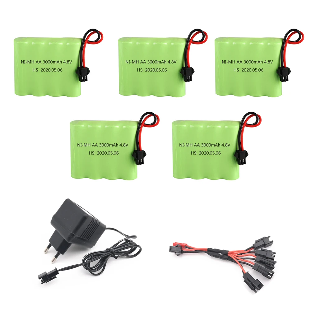 4.8V NiMH AA Battery pack with Charger cable For Rc toys Cars Tanks Robots Boats Guns NiMH AA 4.8v 3000mah Rechargeable Battery