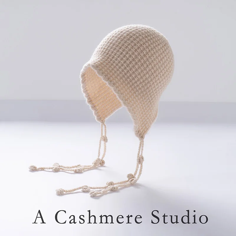

Women's 100% Cashmere Pullover Hat Solid Color Knitted Autumn/Winter Stylish Lazy Thick Ear Protection Brimless Hat Cap