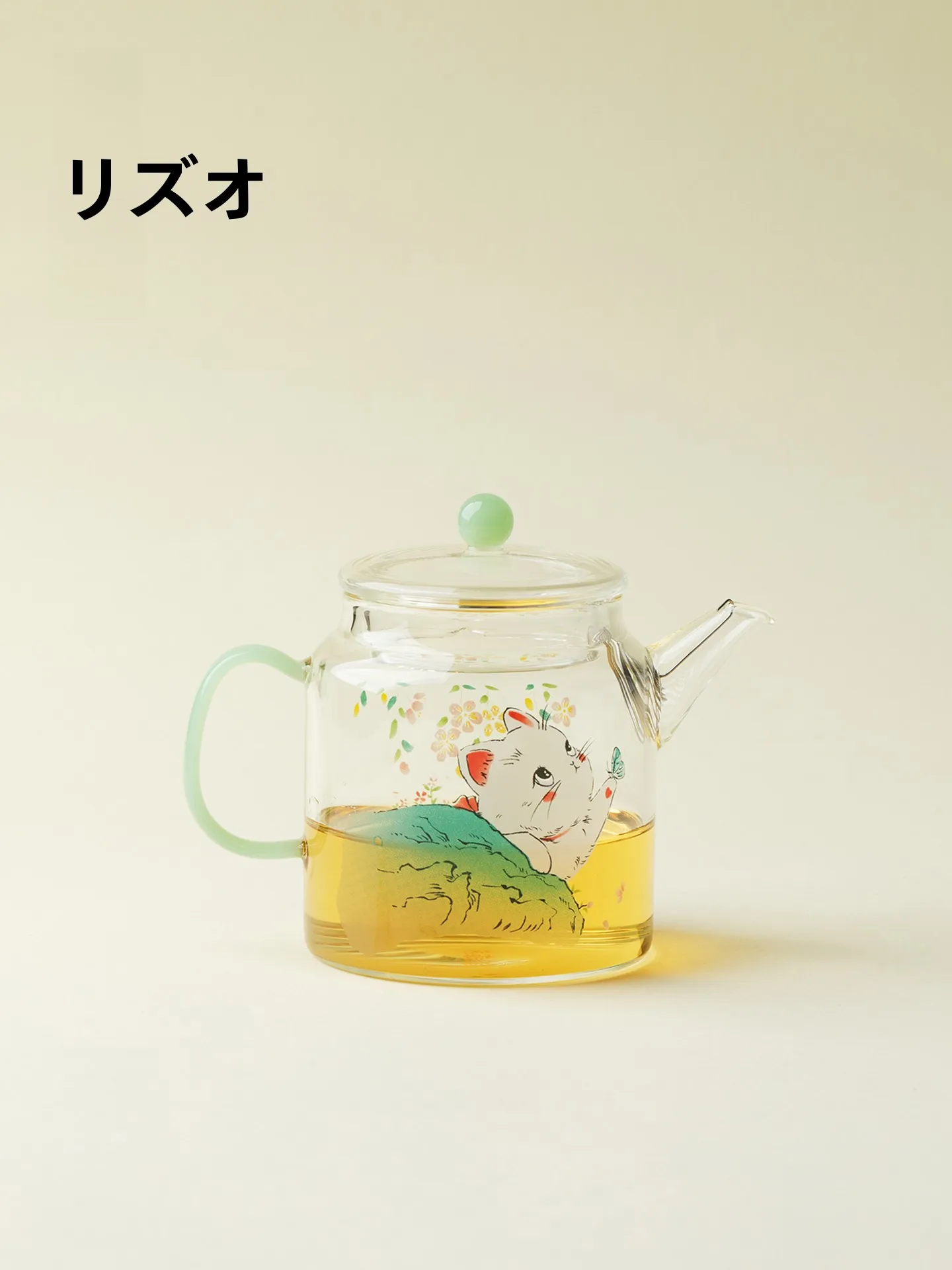 リズオ猫語香るガラスティーポット高硼珪酸耐熱茶水分離ポット家庭用ティーセットハンドヘルドポット