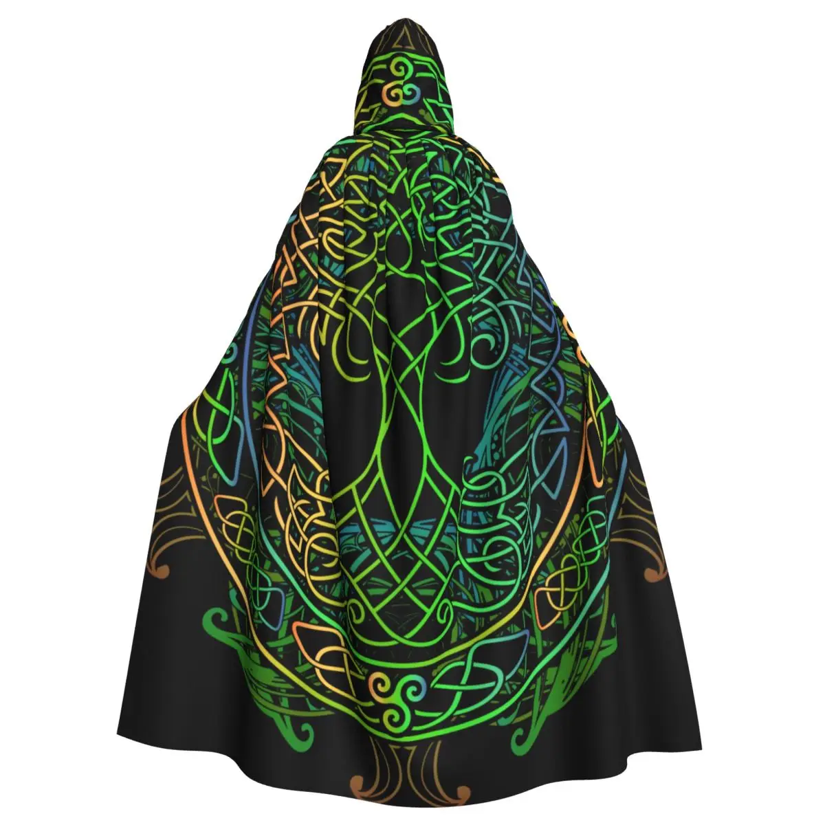 Yggdrasil Tree Celtic Sacred Symbol Hooded Cloak Polyester Unisex Witch Cape Costume Accessory