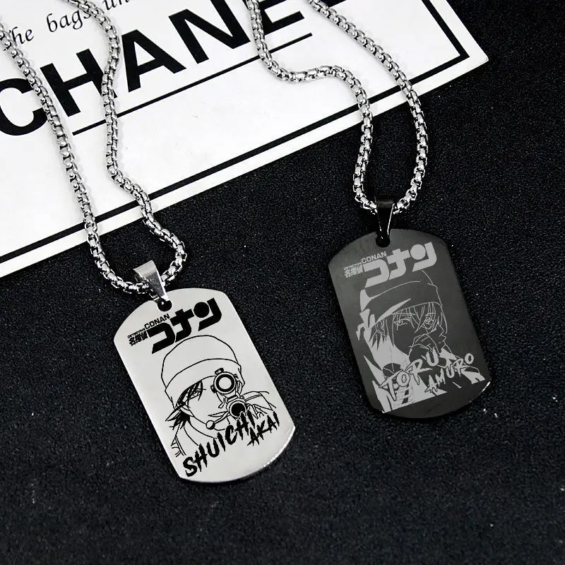 Detective Conan Shinichi Kudo Kaitou KID Anime Peripheral Necklace Pendant Jewelry Titanium Steel Stylish Accessories Gifts