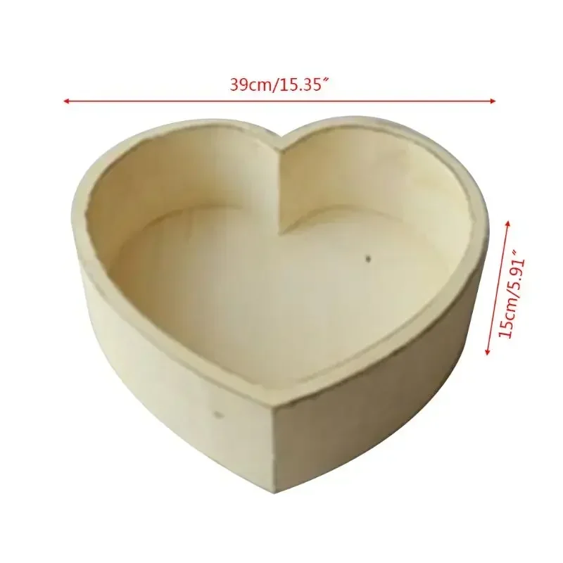 Newborn Baby Photography Props Vintage Wooden Basin Baby Bed Furniture Heart Shape Box Infants Photo Posing Shooting Accessories