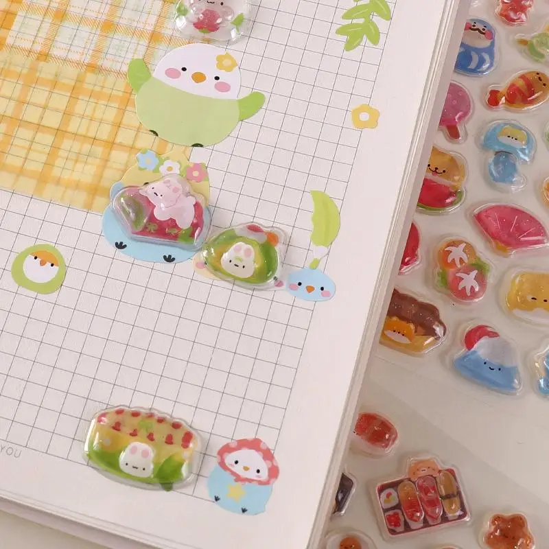 1/6 Stuks Cartoon Dieren 3D Relief Stickers Herbruikbare Patch Voor Scrapbooks Planner Tijdschriften Laptops Telefoon Case DIY Stickers