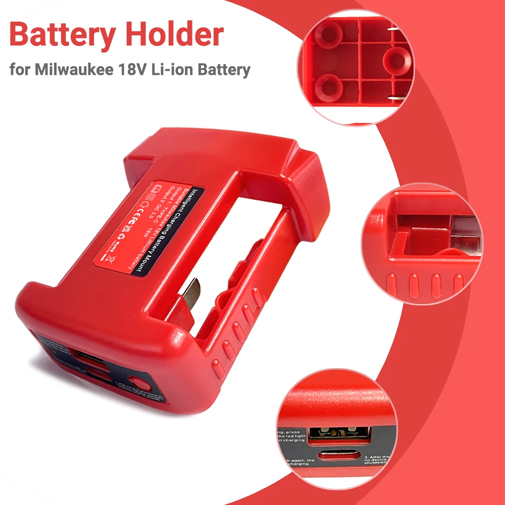 Adaptador batería Makita Dewalt Milwaukee USB-C carga rápida - imagen 3
