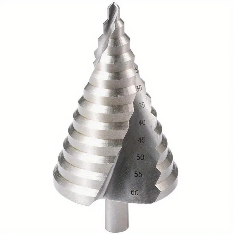 1 Pcs 6-60mm Step Drill Bit, 12.5mm/0.5” Shank 4241 HSS Groove Drill Bit For Wood, Plastic, Thin Metal Sheet