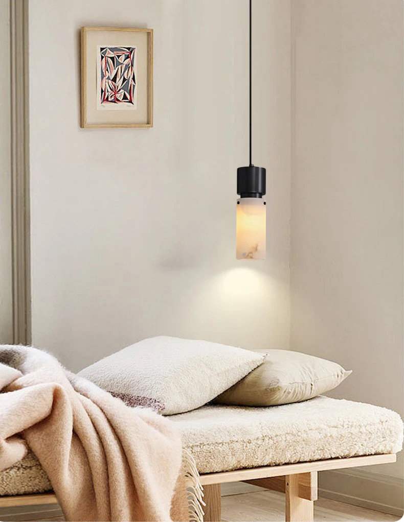 Natural Marble Chandelier Brass E14 Bulb