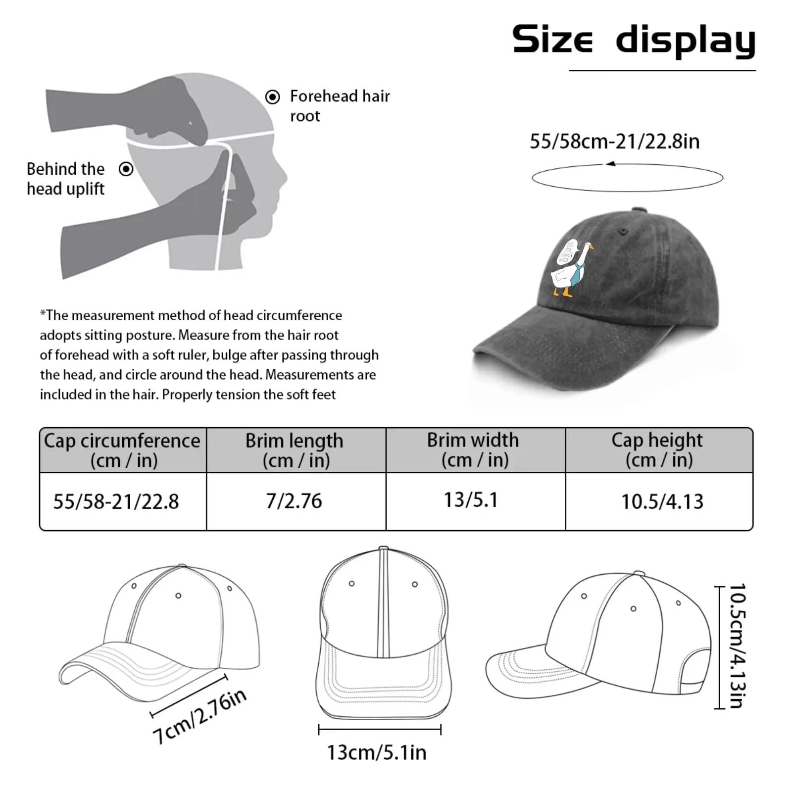 Today I'm A Serious Goose Hat Running Hats for Women Pigment Black Hat for Women Gifts for Grandma Golf Cap image 3
