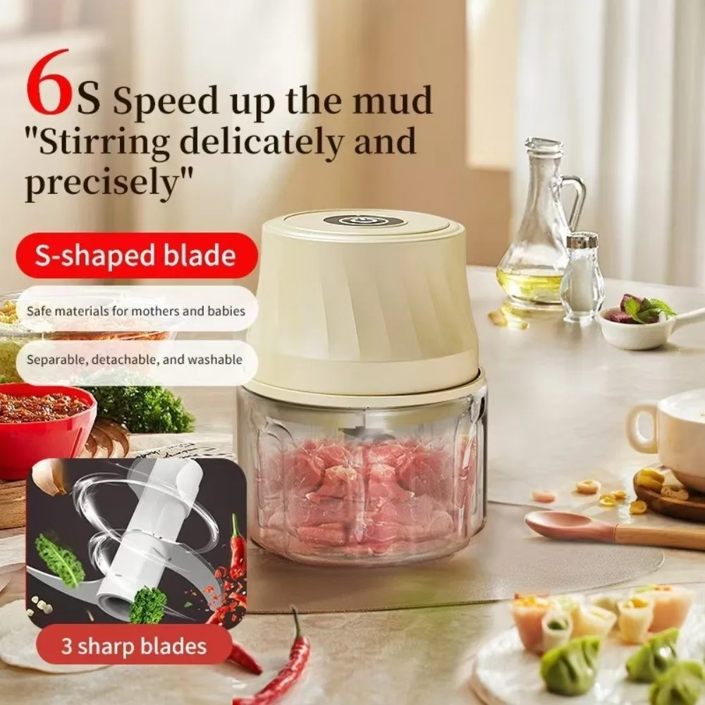 

Wireless Mini Meat Grinder 350ml Portable Baby Food Processor Detachable Electric Garlic Chopper Garlic Processing