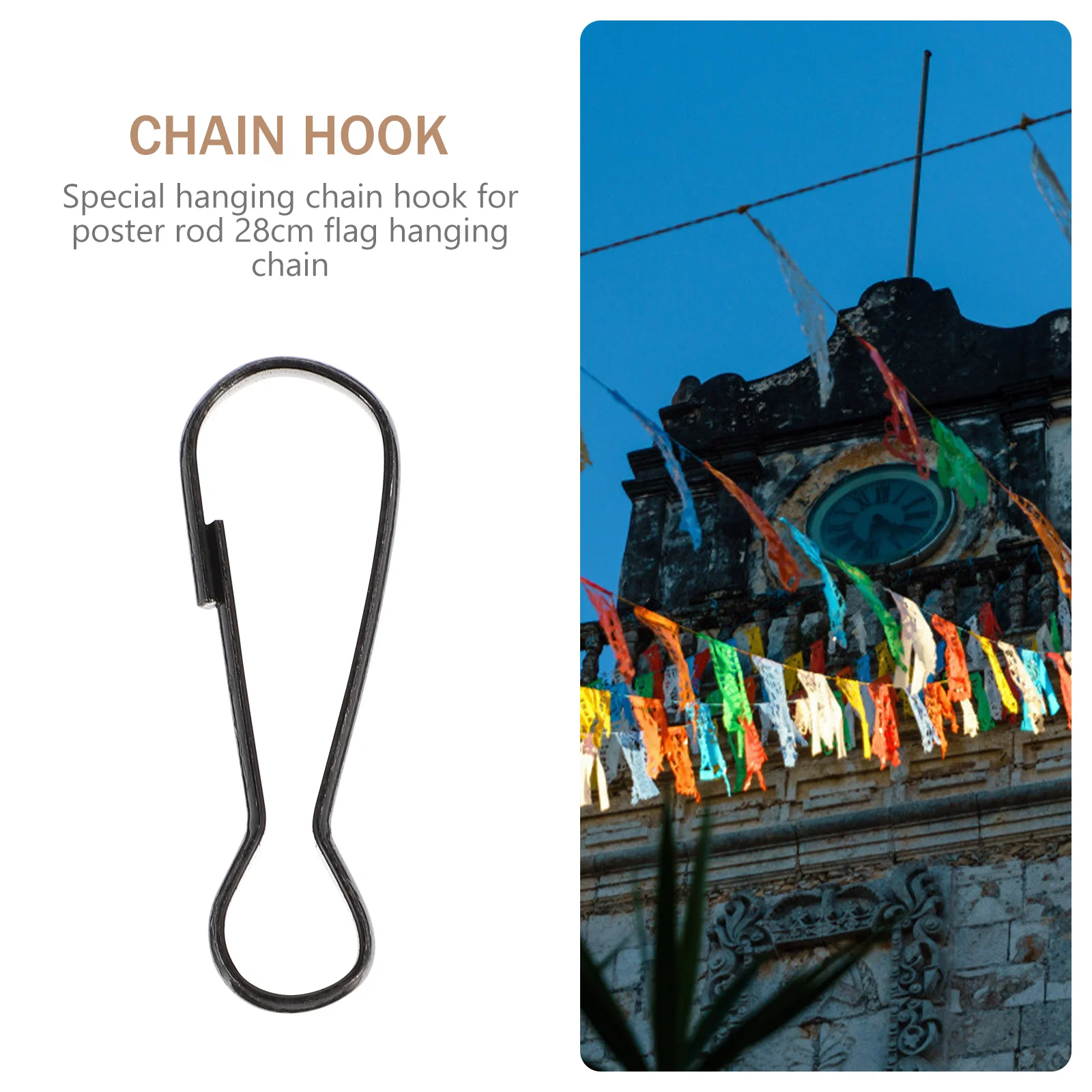 100 Pcs Hook up Key Ring Clip Snap Flag Pole Accessories Open Quickly Hooks Metal Spring Safety Chain