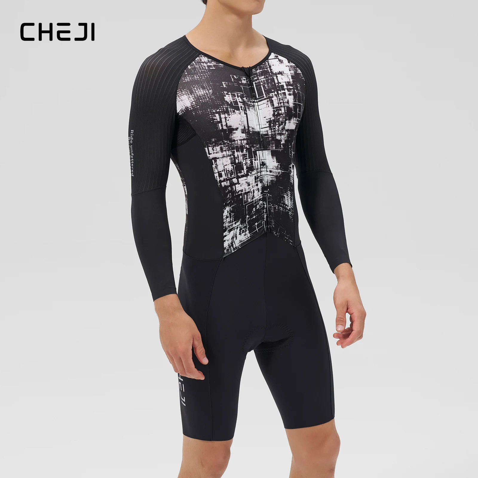 

Cheji Men's Lightweight Racing One-piece Cycling Suit quick-dry fabric comfortable for riding