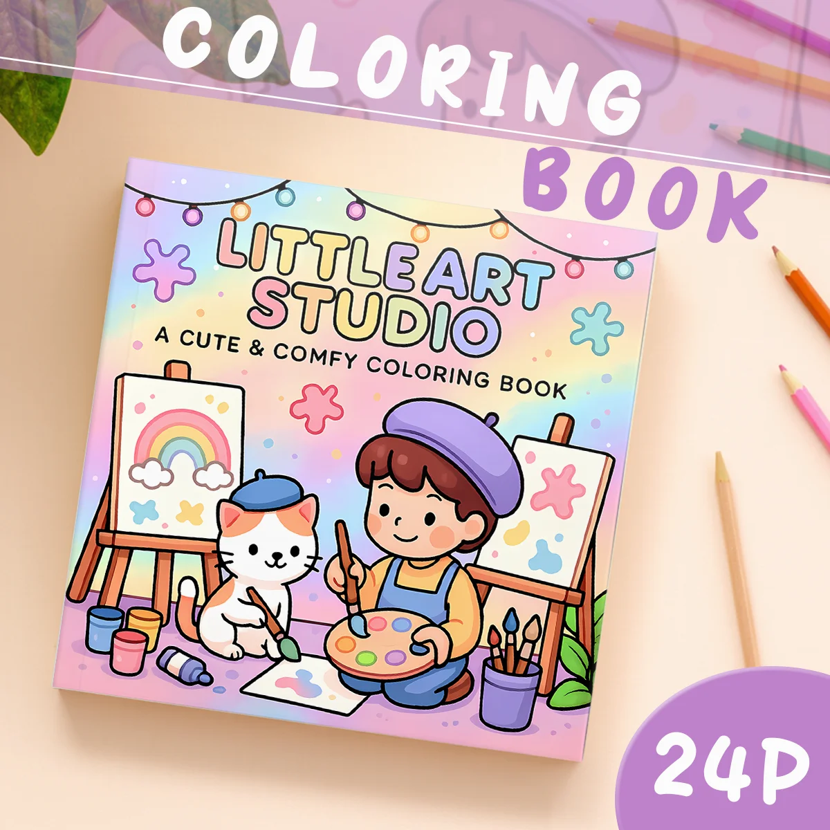 Cozy Art Studio Coloring Book for Adults,  Calming Artistic Activity, Perfect Stress Relief Gift for Coloring Enthusiasts