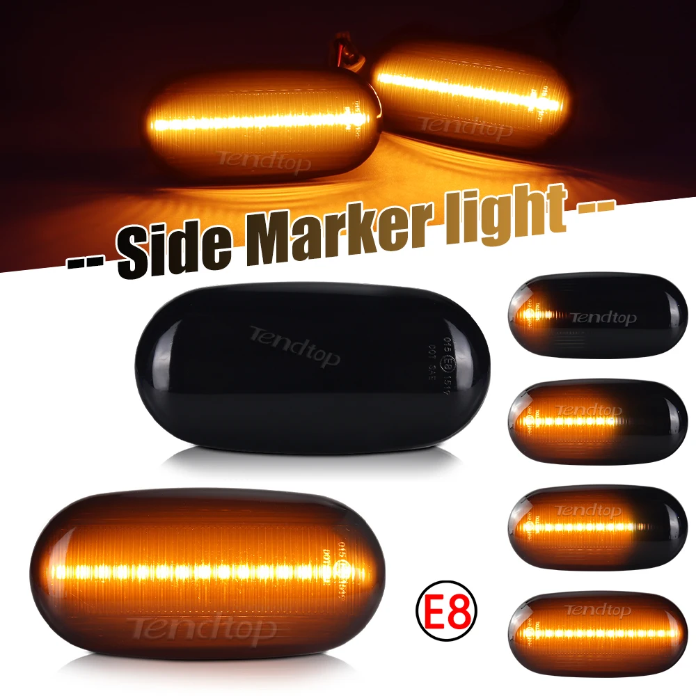 2pcs Dynamic Smoke Lens LED Fender Light Side Marker Turn Signal Lamp For Mitsubishi Pajero Mirage Legnum Galant 1998-2005