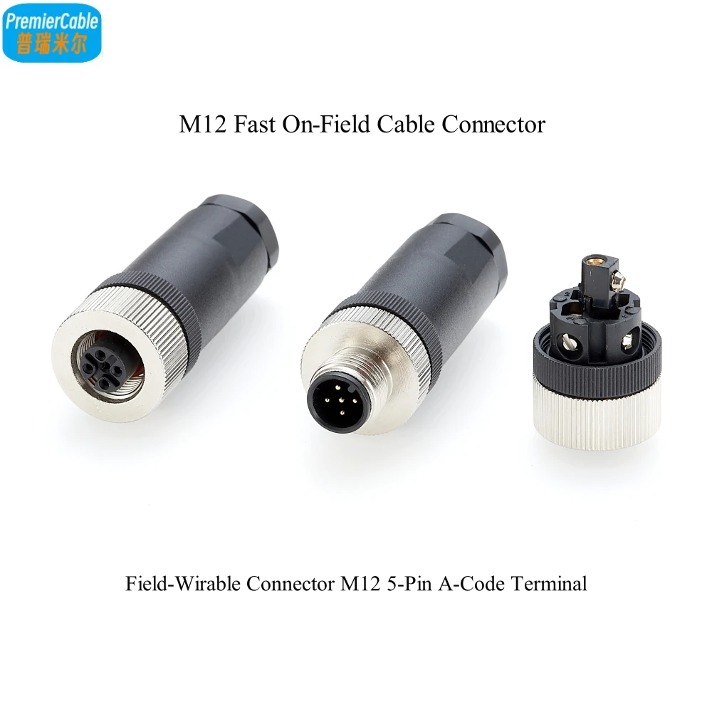 

A set of M12 A-Code 5 pin male female Wiring connector Circular adapters fast Field Attachable for NMEA2000 CAN BUS CANOpen