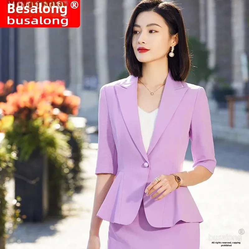 2023 New Women's Mid-Sleeve Professional Western-style Suit Skirt Sales Interview Workwear Eight-thousand Three-nine Eight