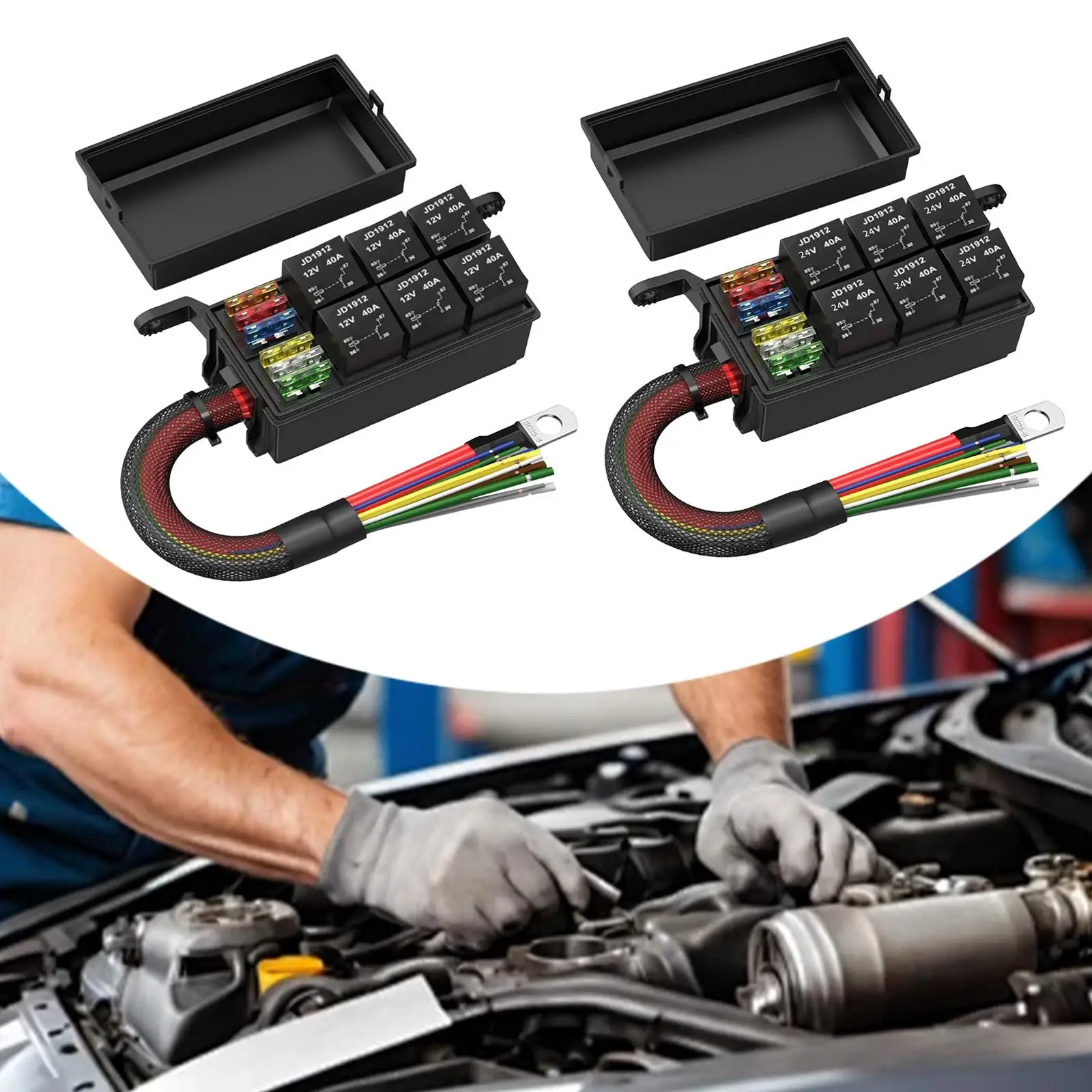 

Предварительно подключенная автомобильная релейная панель на 6 слотов для предохранителей ATC/ATO, водонепроницаемый универсальный держатель для лезвийных предохранителей, аксессуары для UTV, ATV, RV и других транспортных средств