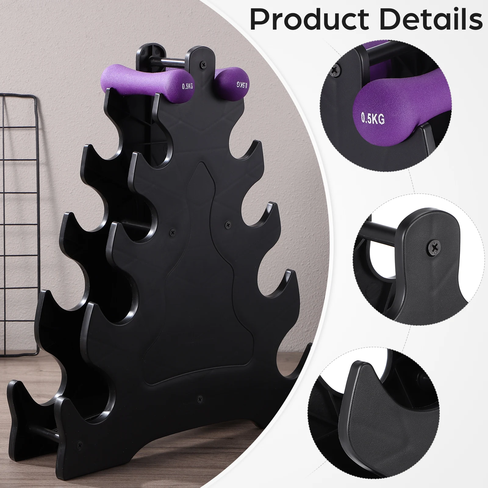 

Chic Dumbbell Display Rack Triangular Structure Stability Good Load Bearing Capacity Fitness Supplies Decorative Gift