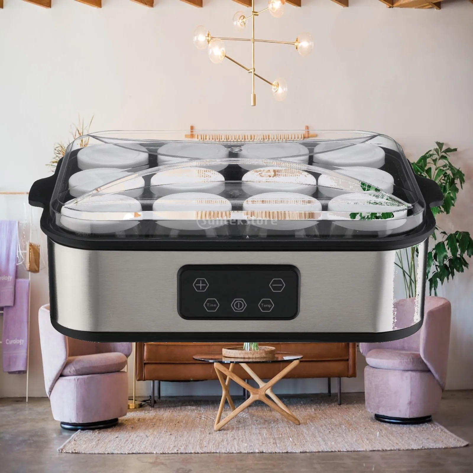 Yogurt Maker Machine Electronic Controls Yogurt Maker with 12 Lidded Cups Multifunctional Fermentation Machine for Families