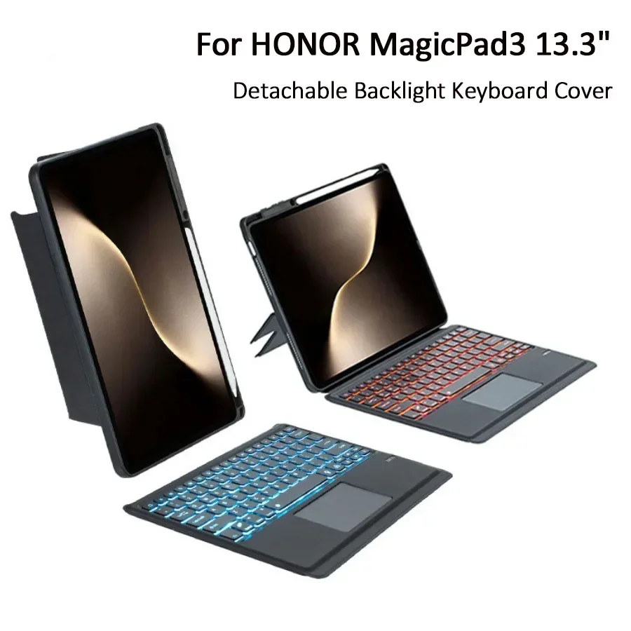 Smart Magic Keyboard Case for Huawei Honor MagicPad3 13.3inch Tablet MagicPad 3 2025 Touchpad Backlight Keyboard Cover Pen Slot