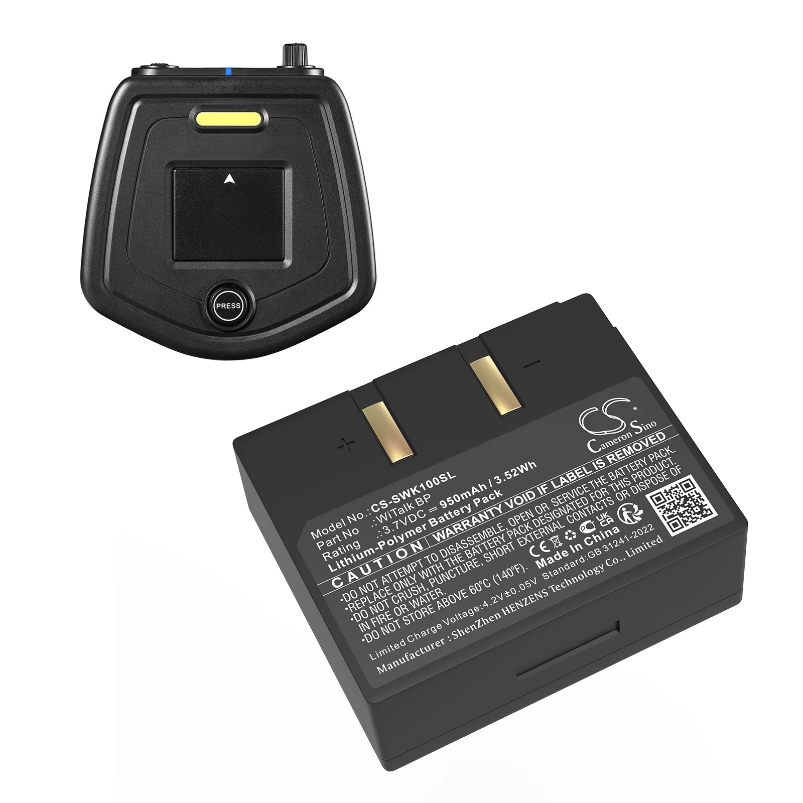 CS Replacement Battery for Saramonic Hub Intercom Base Station,SRH Remote Headsets,WT5S,WiTalk D