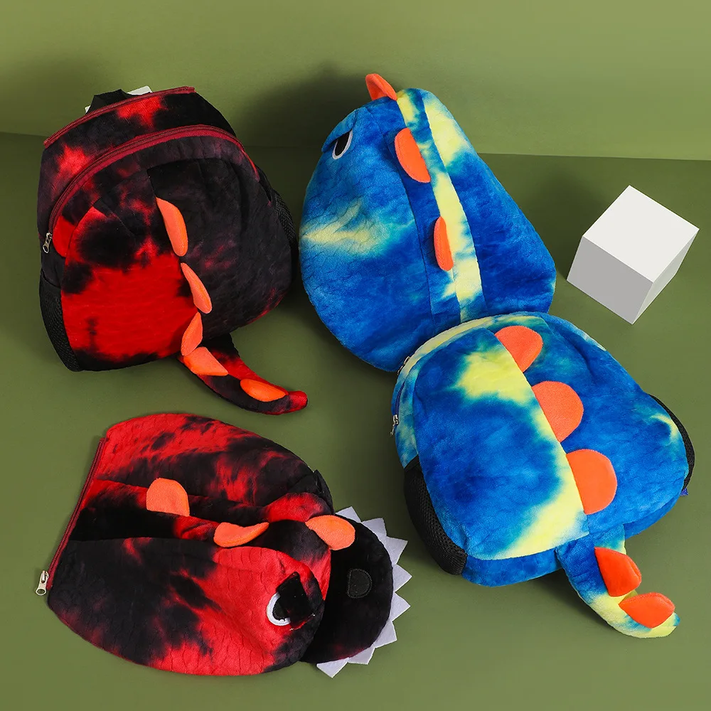 Creative Hooded Plush School Bag for Kids Kindergarten Cartoon Dinosaur Backpack Cute Backpack for Boys and Girls Going Out