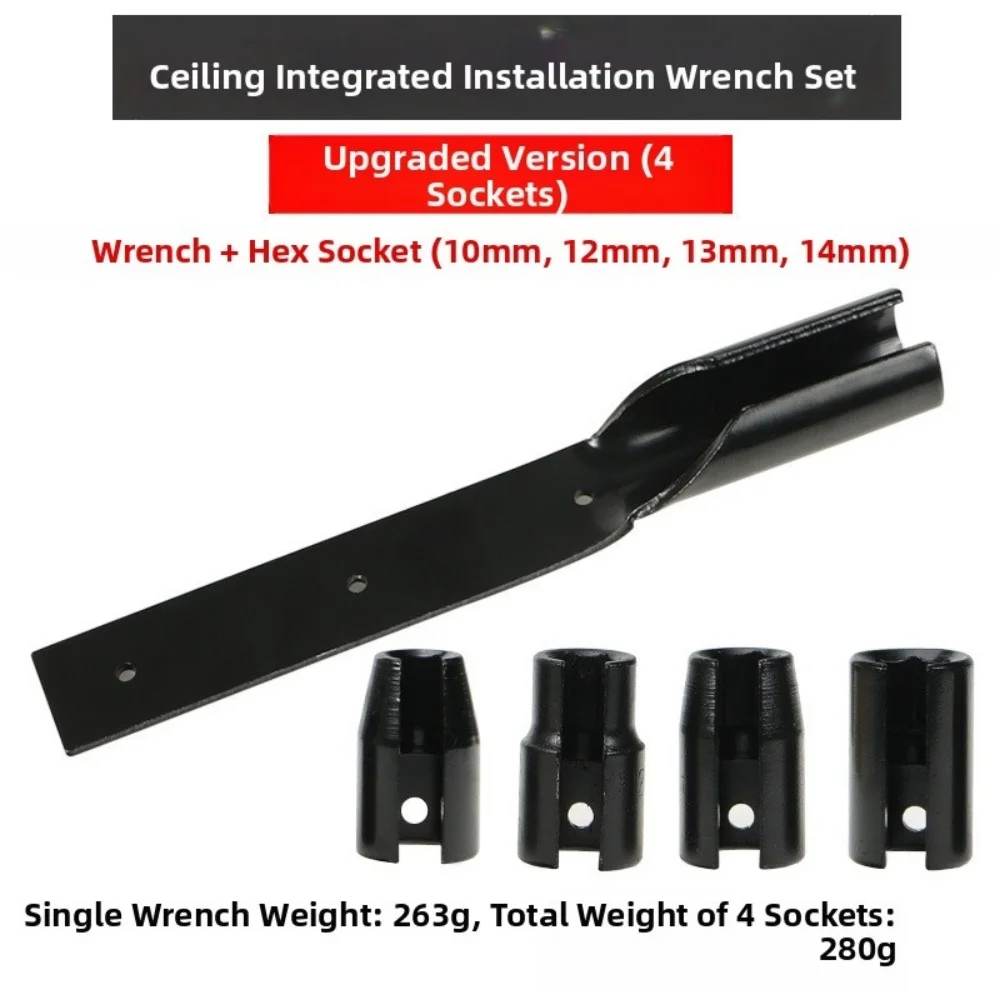 Ceiling Installation Socket Wrench Kit with 10 12 13 14mm High Carbon Steel Sockets and Adjustable Extension Rod