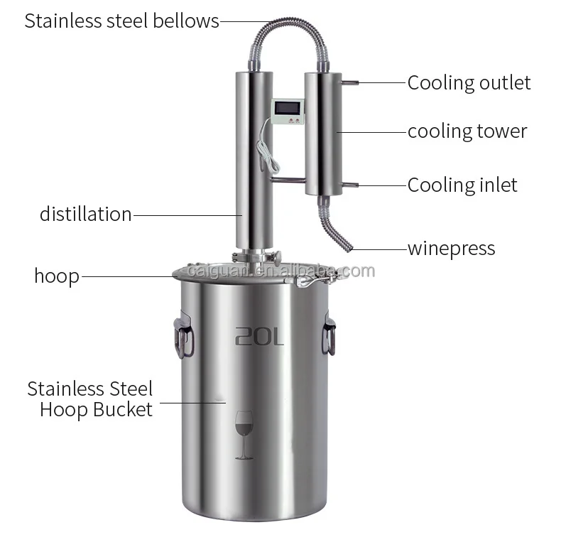 Hot Sale Top Quality 12 L Wine Alcohol Ethanol Distiller Still Stainless Copper Home Brewing