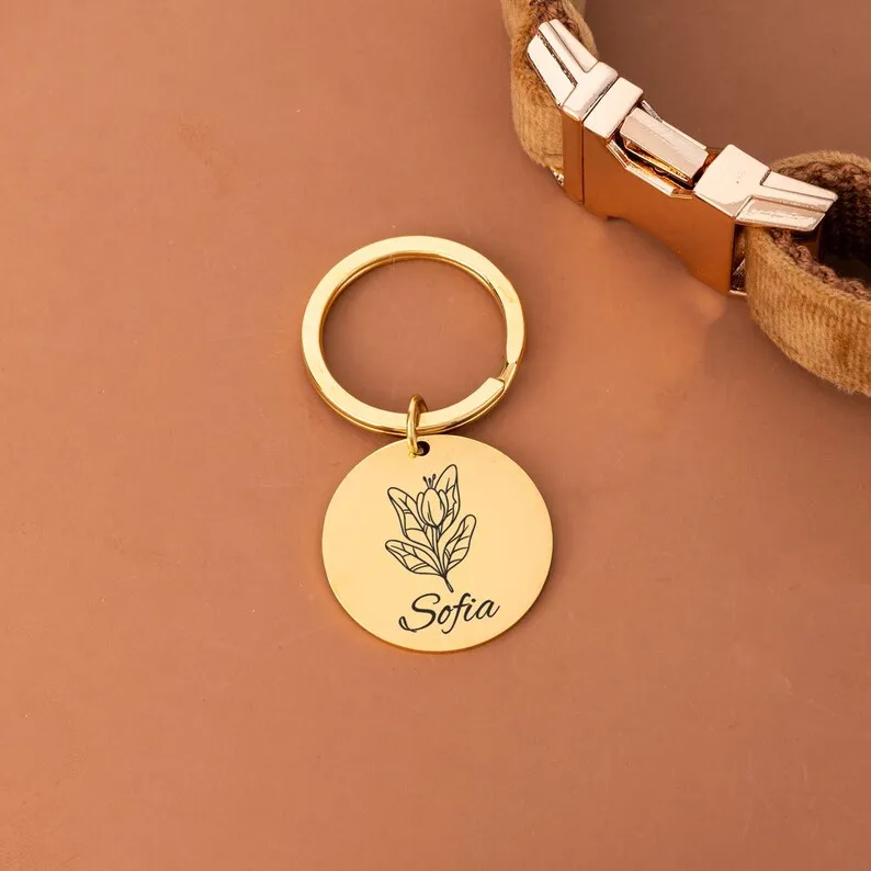 Personalized Anti-lost Pet Name Tag Custom Dog Cat Collar Keyrings Custom Entgrave Name No. ID Keychains Gift 2025