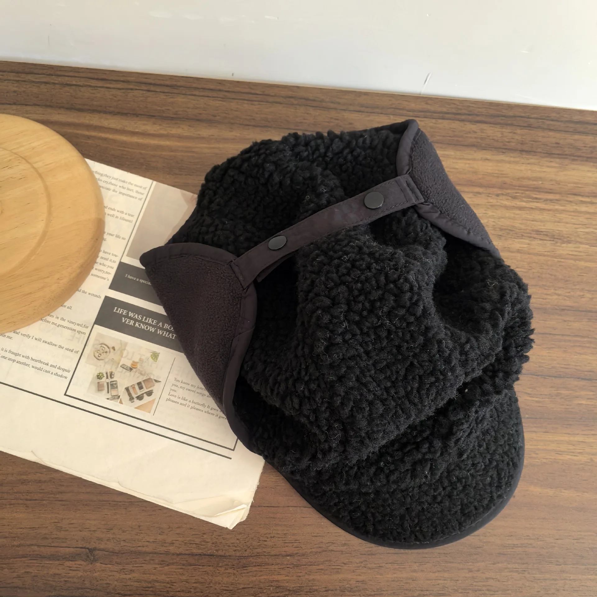 faux shearling winter hats with ear flaps women autumn winter cap with brim