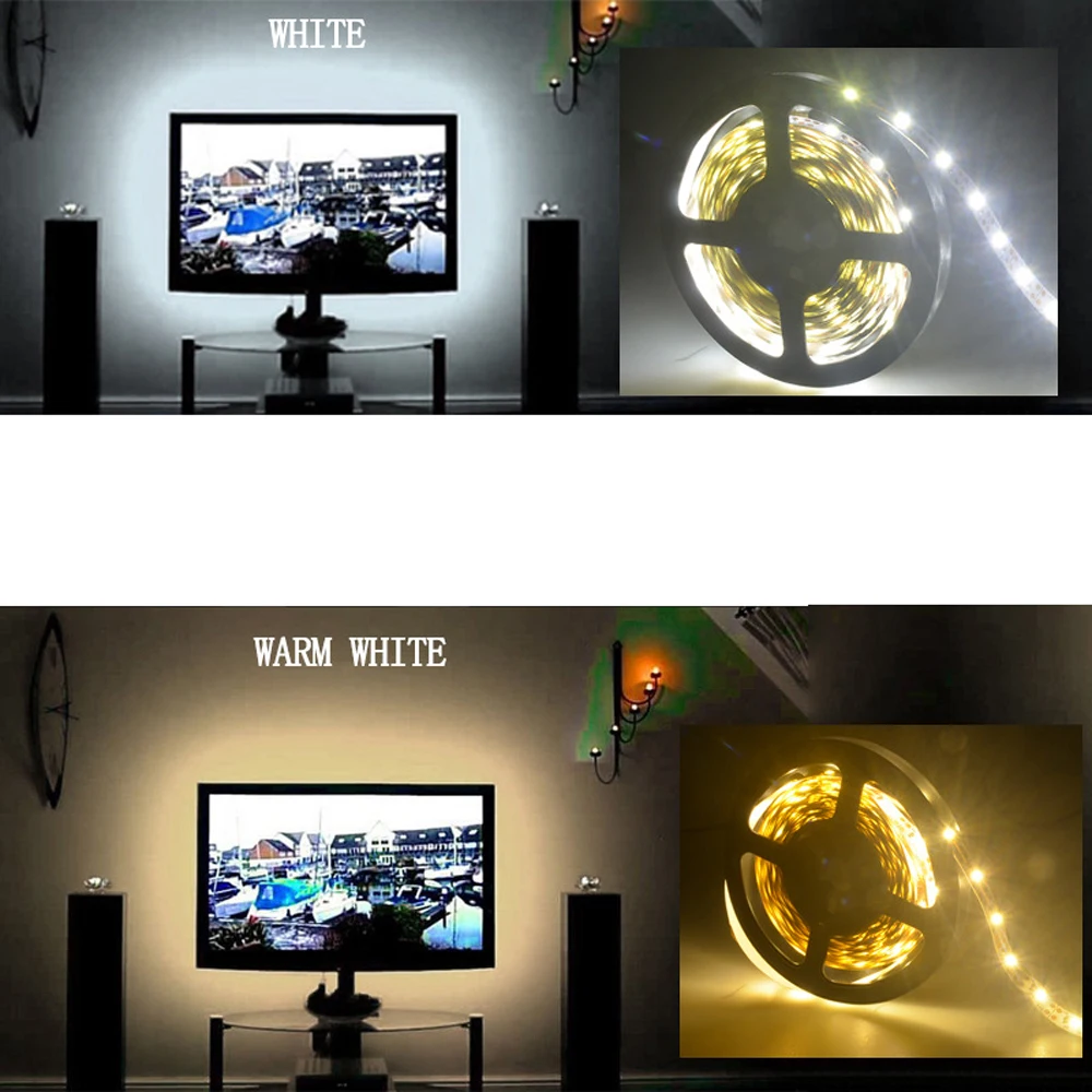 DC 5V USB LED Strip Lights 2835 White Warm White 60Led/m Flexible LED Strip Light Cuttable Home Decor Lamp For TV Backlight