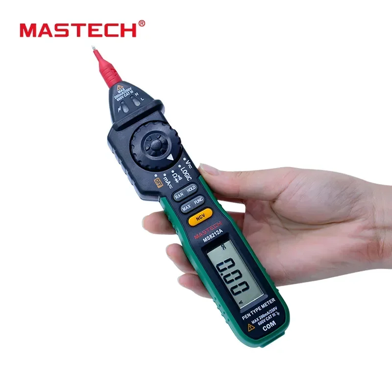 MASTECH MS8212A Digital Multimeter Pen type Voltmeter DC AC Voltage Current Tester Ammeter Diode Continuity Capacitance Meter