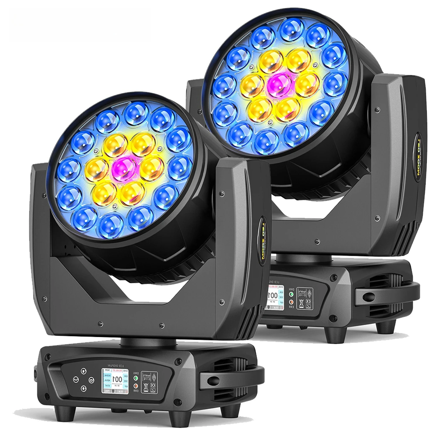 2 قطعة 19X15 واط RGBW 4 in1 تتحرك رئيس النحل العين ضوء غسل التكبير شعاع 350 واط ضوء المرحلة مع التحكم DMX للحزب النادي الليلي Dj Dicso