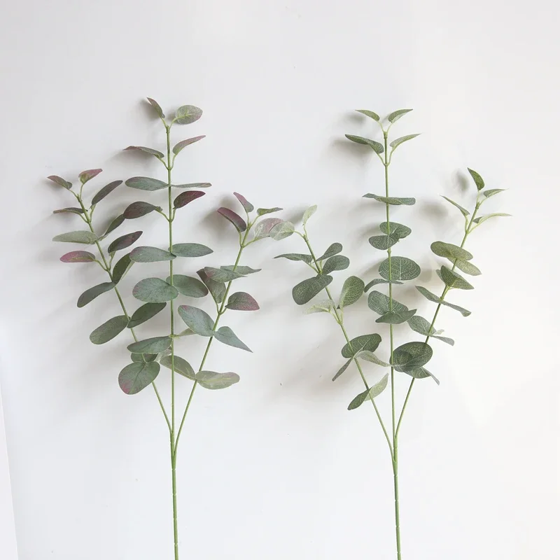 Artificial Greenery Eucalyptus Stems Straight Silver Dollar Eucalyptus Leaf Silk Bushes Plastic Plants Floral for Home Wedding